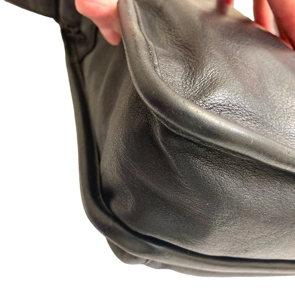 Tumi black leather vintage messenger bag